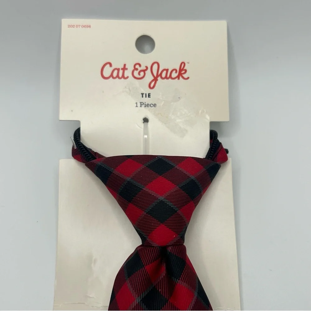 Cat & Jack Red, Gray and Black Plaid Tie (S/M, & M/L)